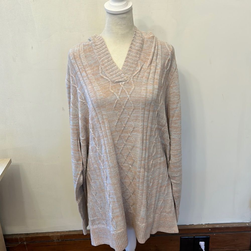 Market & Spruce tan blue heathered hooded sweater Size 3 X New